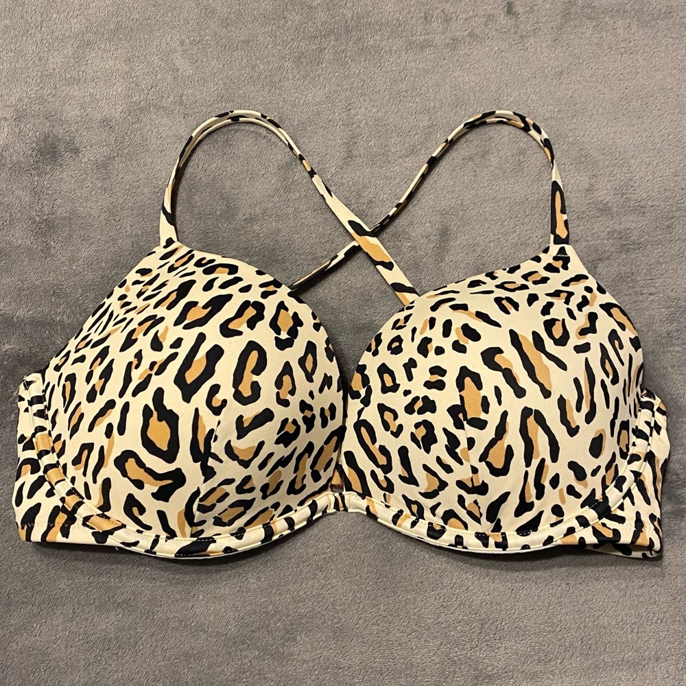 Leopard 🐆 Animal Print Bikini 👙 Top Bra with Rose Gold Hook